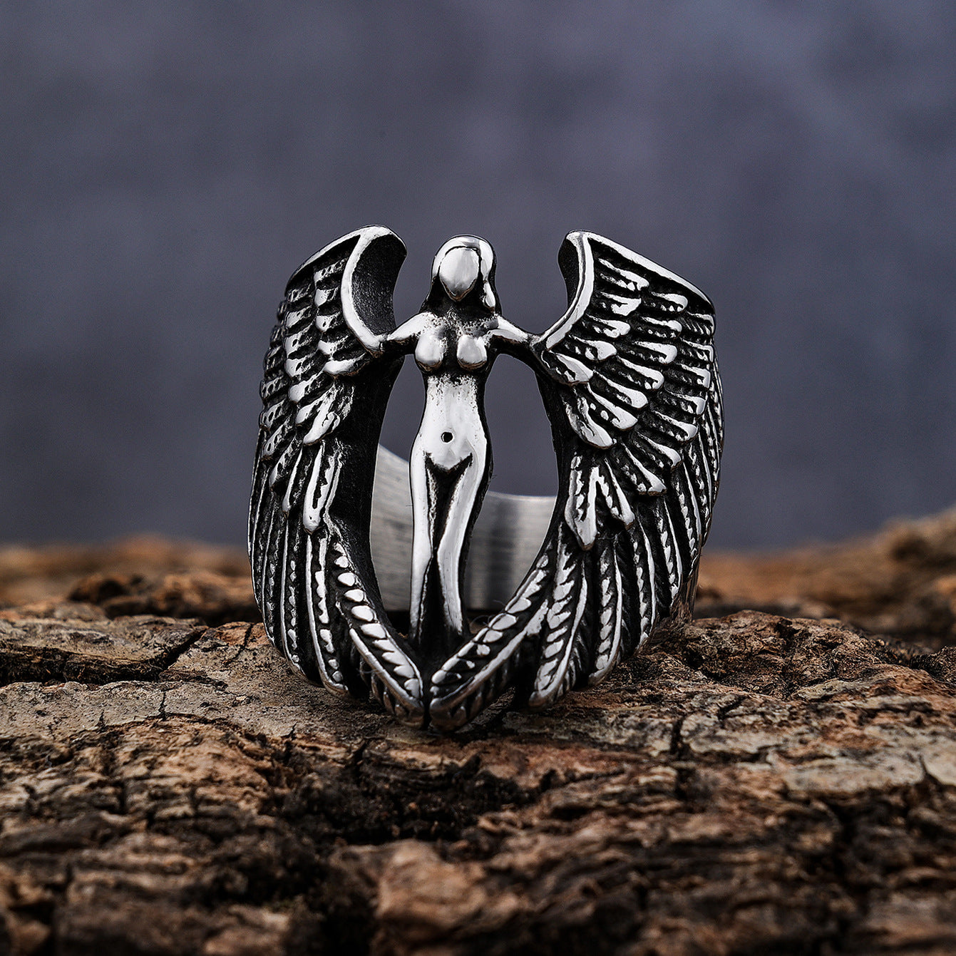 Personalized goddess wing shape ring